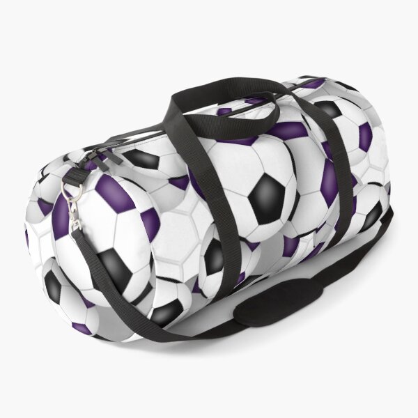 Item preview, Soccer balls with goal netting accent pattern - purple & black designed and sold by katzdzynes.
