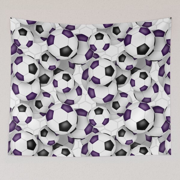 Item preview, Soccer balls with goal netting accent pattern - purple & black designed and sold by katzdzynes.