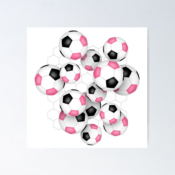 Item preview, Soccer balls with goal netting accent pattern - pink & black designed and sold by katzdzynes.