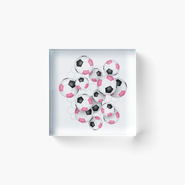 Item preview, Soccer balls with goal netting accent pattern - pink & black designed and sold by katzdzynes.