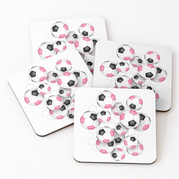 Item preview, Soccer balls with goal netting accent pattern - pink & black designed and sold by katzdzynes.