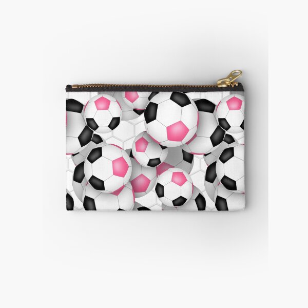 Item preview, Soccer balls with goal netting accent pattern - pink & black designed and sold by katzdzynes.