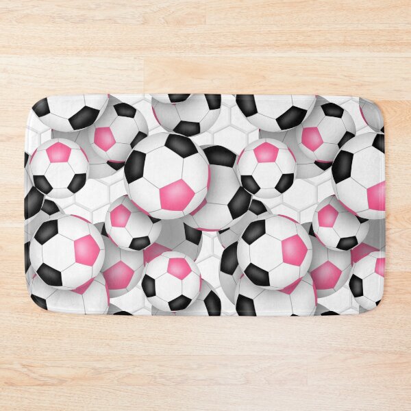 Item preview, Soccer balls with goal netting accent pattern - pink & black designed and sold by katzdzynes.