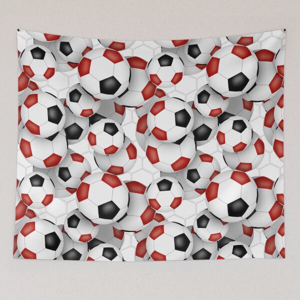 Item preview, Soccer balls with goal netting accent pattern - red & black designed and sold by katzdzynes.
