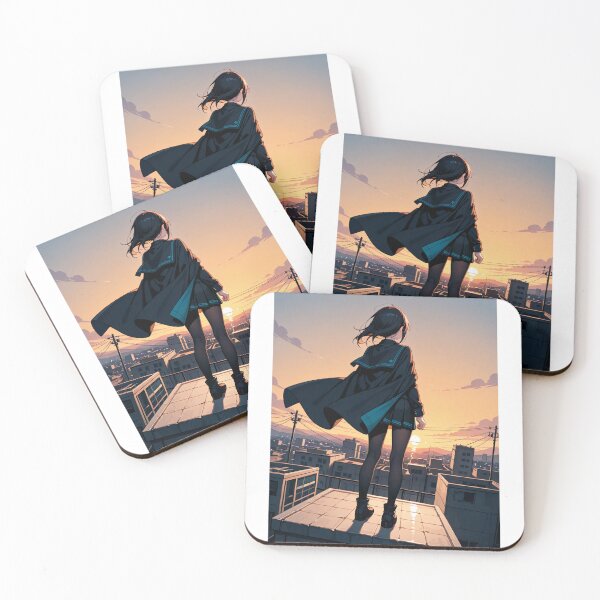 Item preview, Animation - Japanese Schoolgirl, Contemplative Solitude on Rooftops designed and sold by AnimeShin.