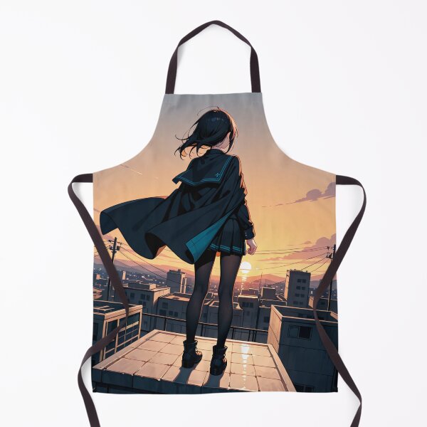 Item preview, Animation - Japanese Schoolgirl, Contemplative Solitude on Rooftops designed and sold by AnimeShin.