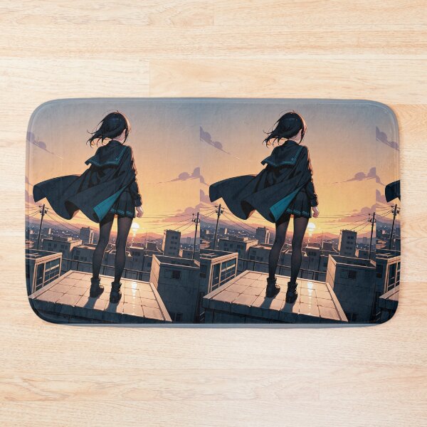 Item preview, Animation - Japanese Schoolgirl, Contemplative Solitude on Rooftops designed and sold by AnimeShin.