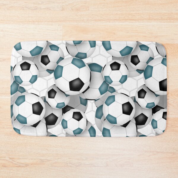 Item preview, Soccer balls with goal netting accent pattern - teal & black designed and sold by katzdzynes.