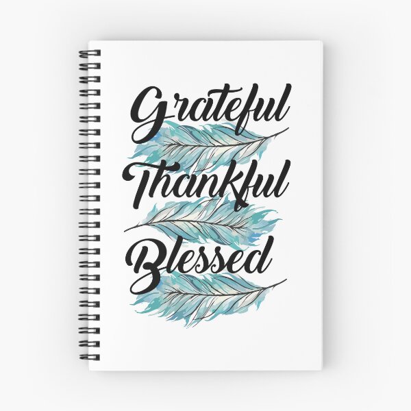 Item preview, Teal Feathers Grateful Thankful Blessed Typography Art designed and sold by TedraOrtega.