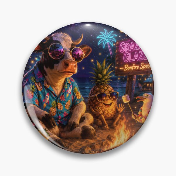 Item preview, Neon Tropical Cow Bonfire Paradise designed and sold by Mindful56.