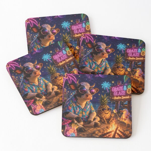 Item preview, Neon Tropical Cow Bonfire Paradise designed and sold by Mindful56.