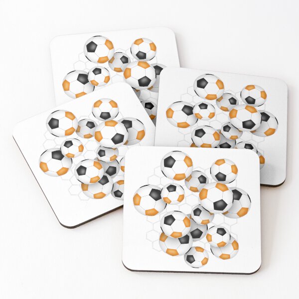 Item preview, Soccer balls with goal netting accent pattern - orange & black designed and sold by katzdzynes.