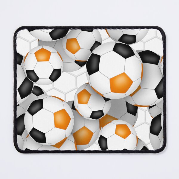 Item preview, Soccer balls with goal netting accent pattern - orange & black designed and sold by katzdzynes.