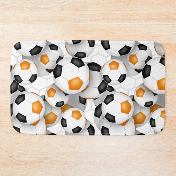 Item preview, Soccer balls with goal netting accent pattern - orange & black designed and sold by katzdzynes.