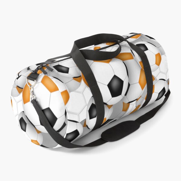 Item preview, Soccer balls with goal netting accent pattern - orange & black designed and sold by katzdzynes.