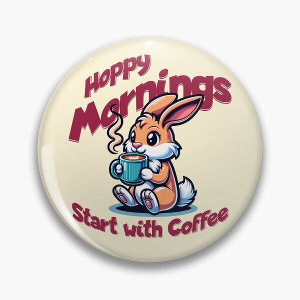 Item preview, Hoppy Mornings Start with Coffee Cute Bunny | Funny Coffee Lover Rabbit Design designed and sold by Sachie's Studio.