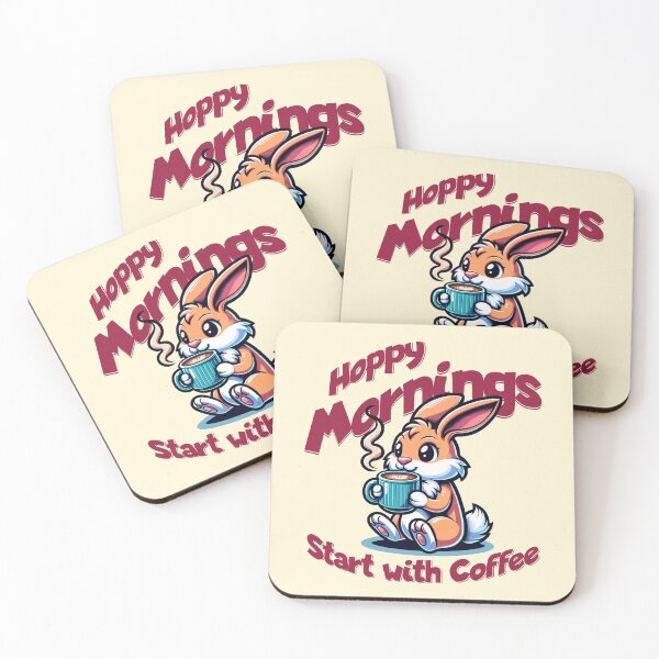 Item preview, Hoppy Mornings Start with Coffee Cute Bunny | Funny Coffee Lover Rabbit Design designed and sold by Sachie's Studio.