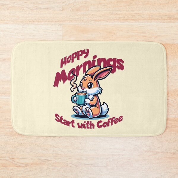 Item preview, Hoppy Mornings Start with Coffee Cute Bunny | Funny Coffee Lover Rabbit Design designed and sold by Sachie's Studio.