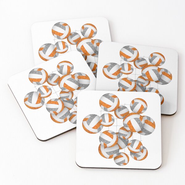 Item preview, Orange & gray girly volleyballs pattern with net accent designed and sold by katzdzynes.