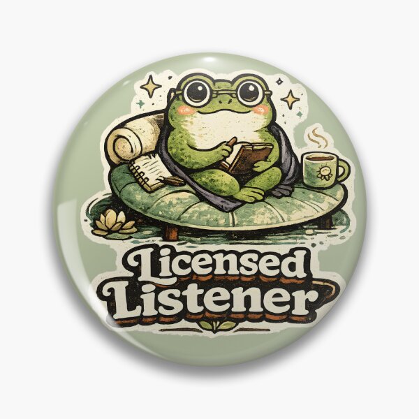 Item preview, Licensed Listener Cute Frog Reading Book  Cozy Mental Health Support Funny Frog Sticker Design designed and sold by  MAD's Recreation Studio.
