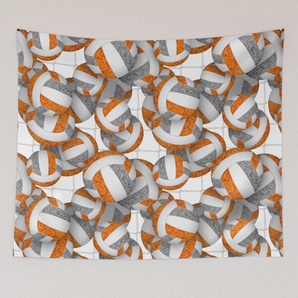 Item preview, Orange & gray girly volleyballs pattern with net accent designed and sold by katzdzynes.