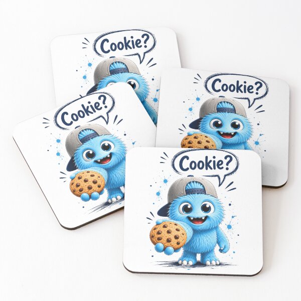 Item preview, Cute Blue Monster with Cookie – Funny Kawaii Design designed and sold by LittleGinnyArt.