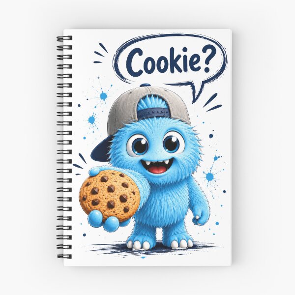 Item preview, Cute Blue Monster with Cookie – Funny Kawaii Design designed and sold by LittleGinnyArt.