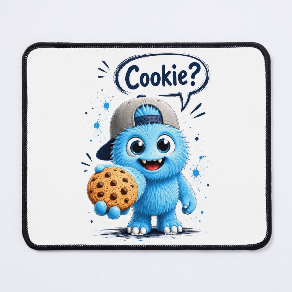 Item preview, Cute Blue Monster with Cookie – Funny Kawaii Design designed and sold by LittleGinnyArt.