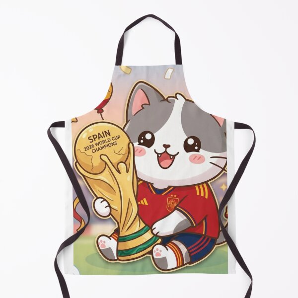 Item preview, Kawaii cat with Espana jersey holding World Cup. designed and sold by NithskeBR.