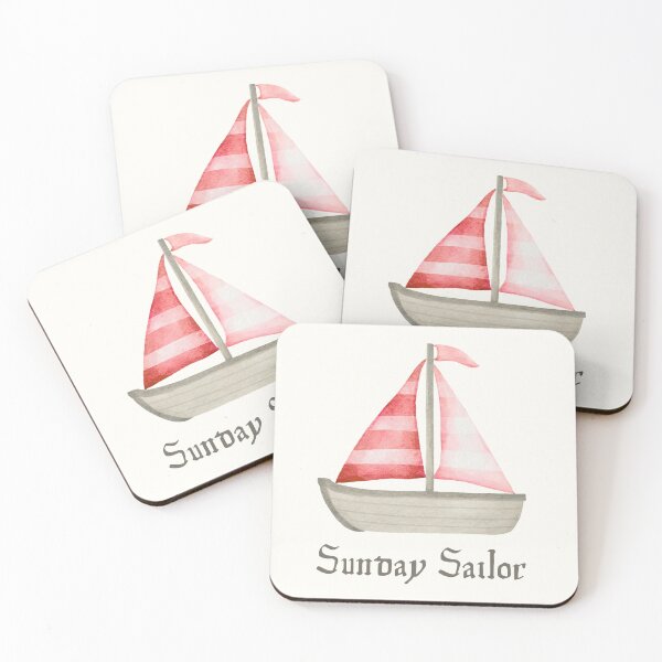 Item preview, Relaxed Sunday Sailor, Brown Boat with Red Sails designed and sold by Noydee Red Salavan.
