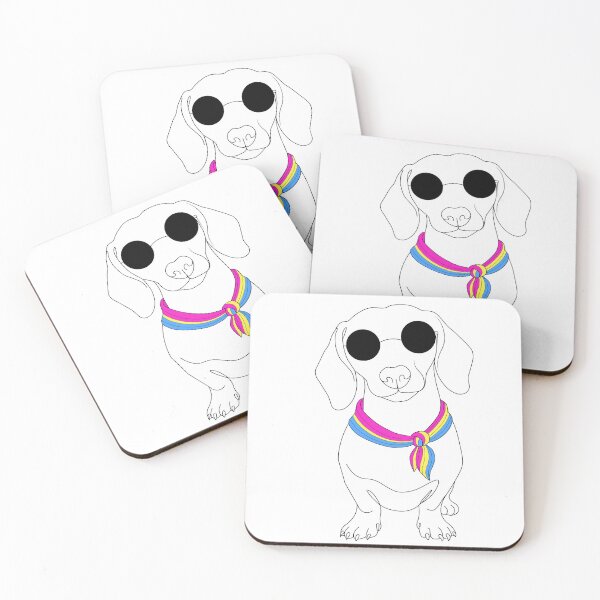 Item preview, Minimalist Dachshund with Sunglasses & Pansexual Bandana | LGBTQ Dog Illustration designed and sold by TrueColorAr.