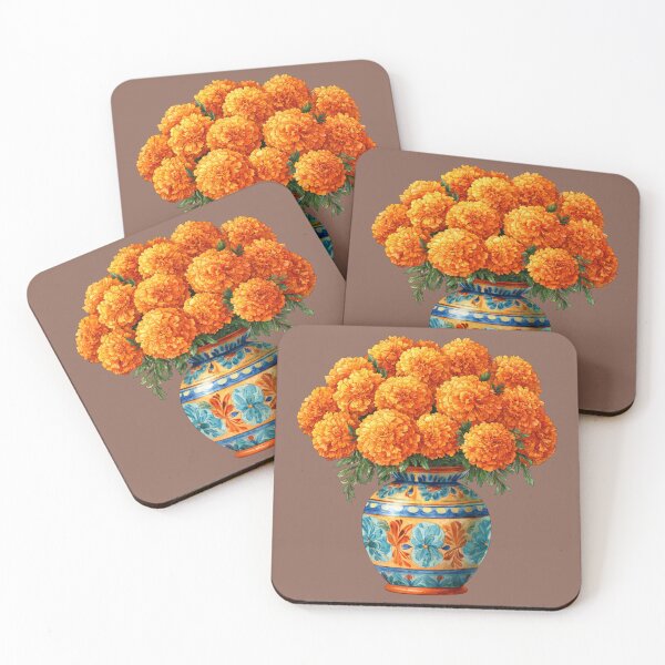 Item preview, Marigold Bouquet in Talavera Vase | Mexican Floral Art designed and sold by MythicMood.