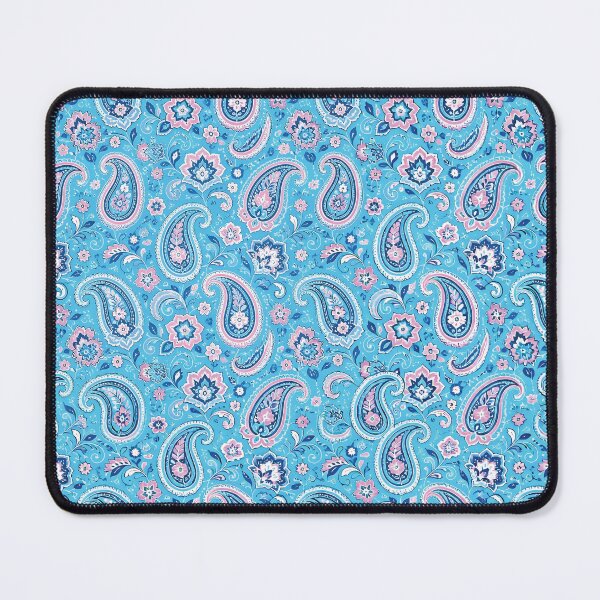 Item preview, Vibrant Cyan and Blue Paisley Textile Pattern designed and sold by Lucia Amaris Art.