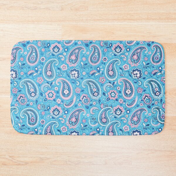 Item preview, Vibrant Cyan and Blue Paisley Textile Pattern designed and sold by Lucia Amaris Art.