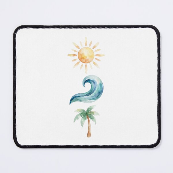 Item preview, Minimalist Summer Elements Vertical Watercolor Art - Sun, Wave, and Palm Tree designed and sold by VibranPalette.
