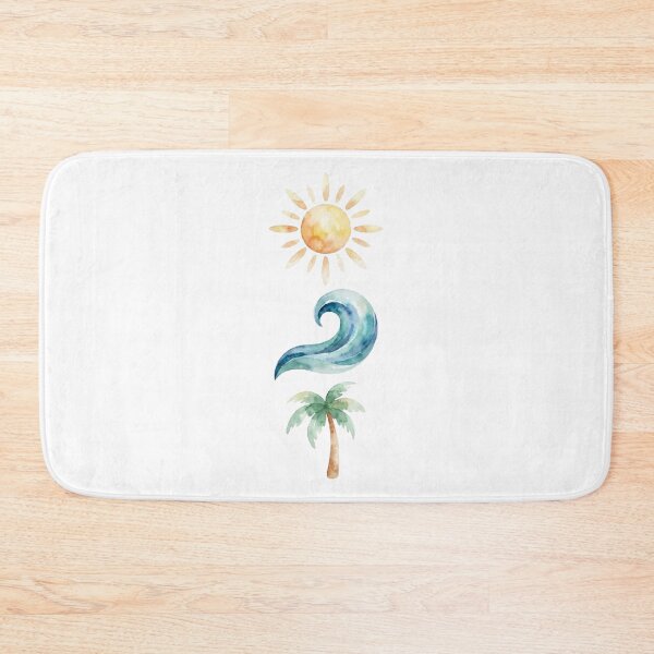 Item preview, Minimalist Summer Elements Vertical Watercolor Art - Sun, Wave, and Palm Tree designed and sold by VibranPalette.