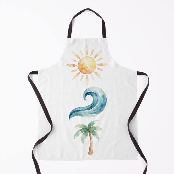 Item preview, Minimalist Summer Elements Vertical Watercolor Art - Sun, Wave, and Palm Tree designed and sold by VibranPalette.