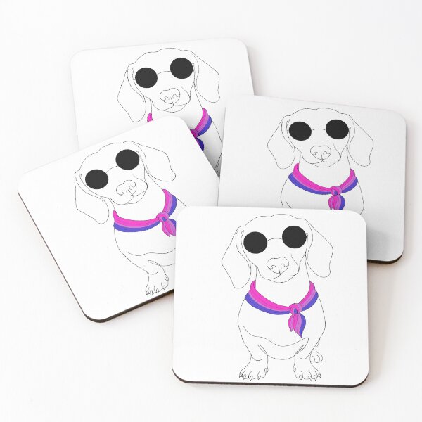 Item preview, Minimalist Dachshund with Sunglasses & Bisexual Bandana | LGBTQ Dog Illustration designed and sold by TrueColorAr.