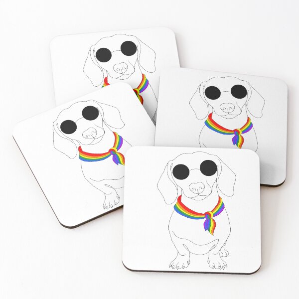 Item preview, Minimalist Dachshund with Sunglasses - Pride Flag Bandana | Cute LGBTQ+ Dog Illustration designed and sold by TrueColorAr.