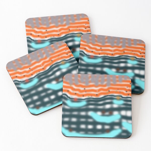 Item preview, Cyber Horizon - Abstract Blurred Orange and Cyan Matrix Painting designed and sold by Marsailhe Milward.