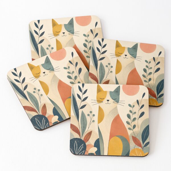 Item preview, Mid Century Modern Cat Botanical Art designed and sold by Pure Craft.