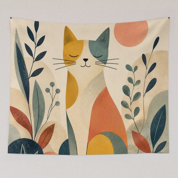 Item preview, Mid Century Modern Cat Botanical Art designed and sold by Pure Craft.