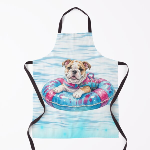 Item preview, Cute English Bulldog Puppy Floating in Blue and Fuchsia Pool Float designed and sold by VibranPalette.