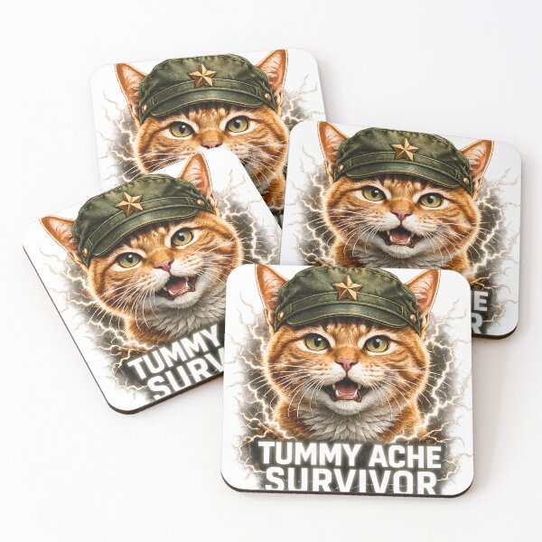 Item preview, Tummy Ache Survivor Cat Warrior designed and sold by Retro Rascals Co..