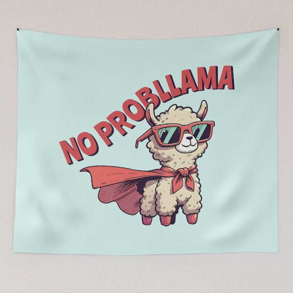 Item preview, No Probllama Funny Superhero Llama | Cute Llama Pun Animal Design designed and sold by Sachie's Studio.