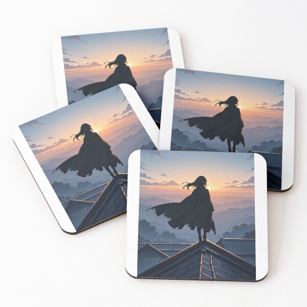 Item preview, Art - Contemplative Female Silhouette, Dreamlike Landscape Inspired by Anime designed and sold by AnimeShin.