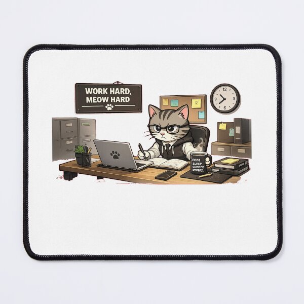Item preview, WORK HARD MEOW HARD designed and sold by DailyQuestPrint.