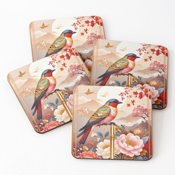 Item preview, Keeper of Hidden Songs | Chinoiserie bird on key designed and sold by CottageArtistry.