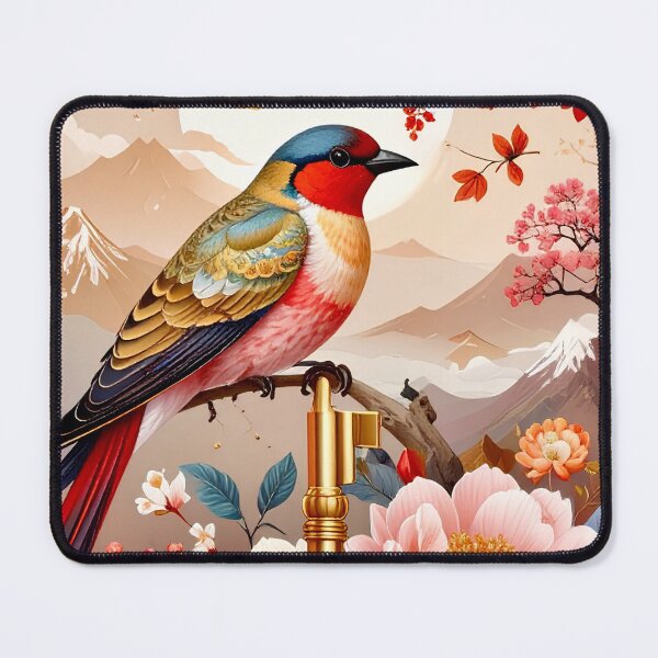 Item preview, Keeper of Hidden Songs | Chinoiserie bird on key designed and sold by CottageArtistry.