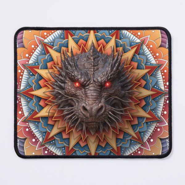 Item preview, Intricate Dragon Mandala – Detailed Black and Grey Floral Dragon Mandala Design designed and sold by Anime9122.